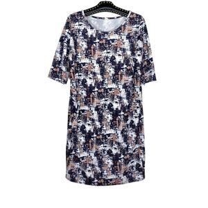 Pink Blush Maternity Blue Pink Printed Short Sleeve Dress 2XL